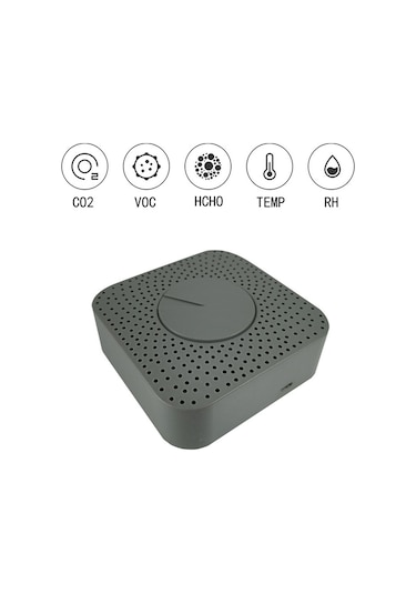 Tuya Zigbee Akıllı Hava Kalitesi Monitörü 5'i 1 Arada Gri
