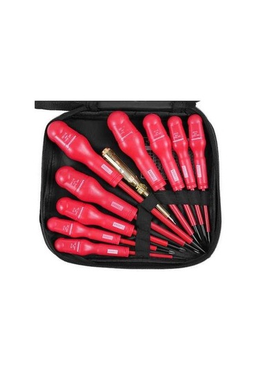 Trendooze Yalıtımlı Ve Uçlu, Tornavida Seti Saplı, Profesyonel Phillips Parça Kaymaz Hediyeli Düz Çanta 9 1000v - Od