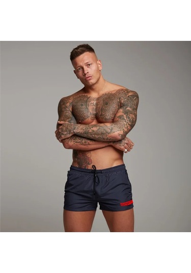 Muscleguys Erkek Spor Şortu - Nefes Alan, Hızlı Kuruyan Fitness Koşu Şortu Mavi