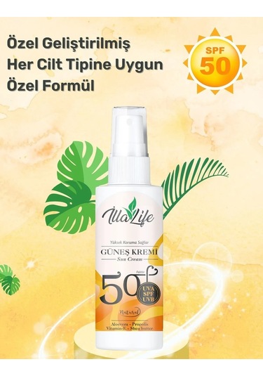 İlla Life D Vitamini Etkili Spf 50+Faktörlü Güneş Kremi