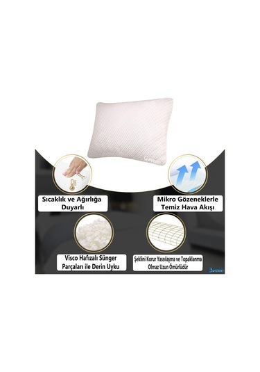 Visco Yastık Ortopedik Terletmeyen 4 Adet Visko Uyku Yastığı