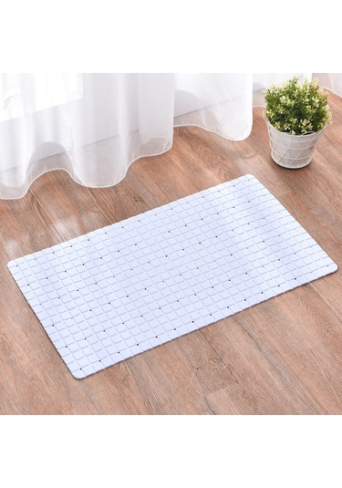 Mufunye Banyo Tıraş Yastığı: Kayma Önleyici, Masajlı, 50x50cm Beyaz Kare Desenli, Duş Ve Tuvalet Kullanıma Uygun, Temizliği Kolay Dayanıklı Mat Diğer