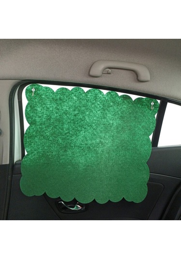 Oto Güneşlik Perdesi Yan Cam Araç Arka Koltuk Emzirme Örtüsü Yeşil Keçe Vantuzlu Tutucaklı 1 Adet