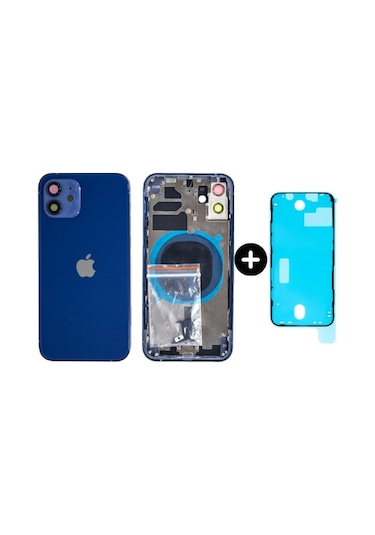 iPhone 12 Uyumlu Boş Kasa Mavi + Sıvı Ve Toz Bandı