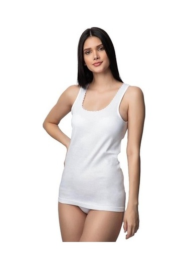 6 Li Paket Özlem Bayan Geniş Askılı Ribana Atlet Beyaz 1318