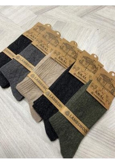 Kral Socks Kışlık Termal Etkili Lambswool Kuzu Yünlü Unisex Çorap 5'li Paket Çok Renkli