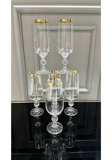 Çeyizci Çarşı Crystalex Gold Ayaklı Kahve Yanı Su Bardağı 180 Ml Gold