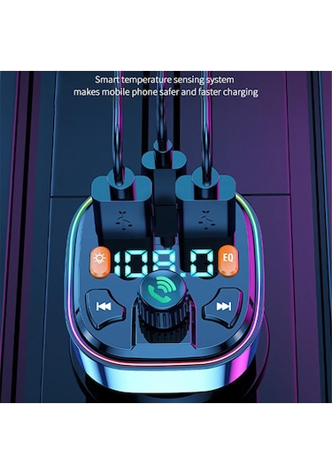 Suntek Bluetooth Fm Verici Hızlı Şarj Desteği Usb Disk Pd 2