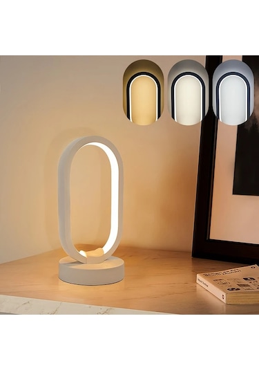 Cordial Beyaz Uc Renk Sonsuz Karartma Yatak Basi Lambasi Minimalist Oval Oturma Odasi Ofis Yurt Masa Lambasi Hediye 16renk Şarj Edilebilir