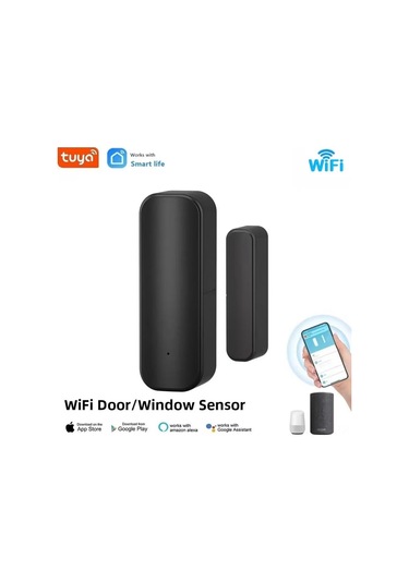 Ximistore9 Ev Güvenliği Wifi Pencere Kapı Sensörü - Açma/kapama Tespiti, Uzak Bildirim, Siyah, 1 Adet Pil Hariç