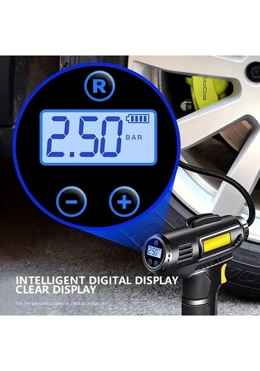 Challenger Siyah 150psı Taşınabilir Hava Kompresörü Araba Lastiği Basınç Göstergeli Işıklı Şişirme Pompası