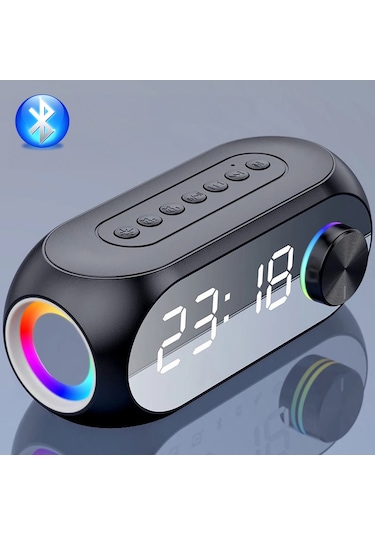 Hymark Bluetooth S8 Rgb Led Işıklı Dijital Saat Alarm Şarjlı Hopa