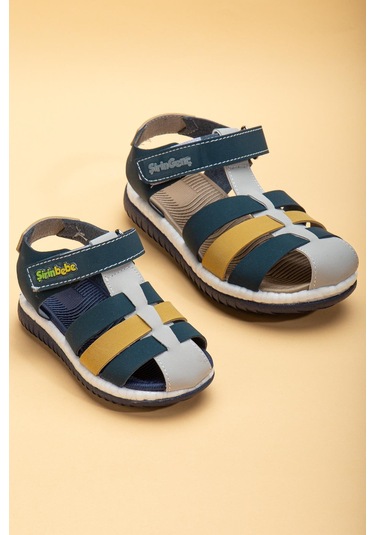 Şirin Bebe Ortopedik Kafes Buz Sarı Erkek Bebek Sandalet-1095 Sarı - Lacivert