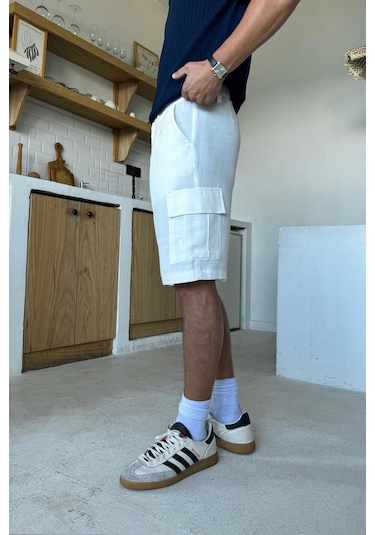 Flaw Kargo Cepli Şort Ekru Ekru