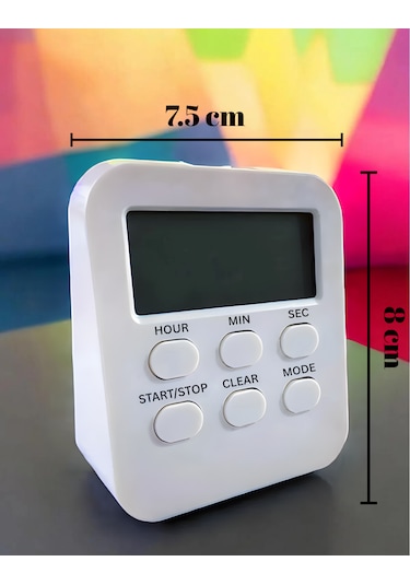 Öğrenci Ders Çalışma Saati Kronometreli Araç Saati Mutfak Bozdolabı Magnet Saat Zamanlayıcı Beyaz