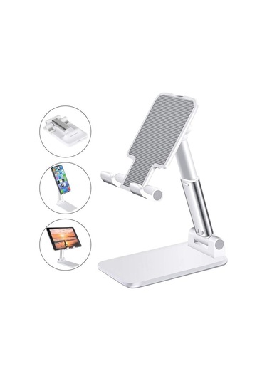 İphone İpad Için Uyumlu Masa Cep Telefonu Tutucu Standı Xiaomi Ayarlanabilir Masaüstü Tablet Tutucu Evrensel Masa Cep Telefonu Standı Beyaz 支架