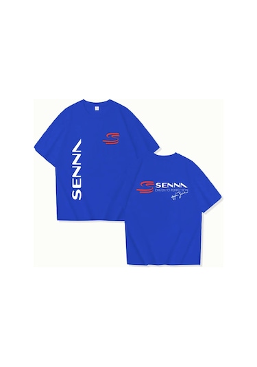 Snapbuy 2025 Erkek T-shirt Ayrton Senna Formula 1 Grafik Xxs-4xlmavi Mavi