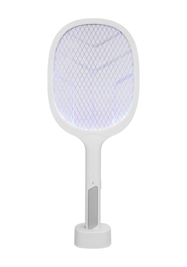 Asonic As-a25 Beyaz/gri 1200mah 3000v Çıkış Uv Mavi Işıklı Şarjli Masaüstü Raket Sinek Öldürücü