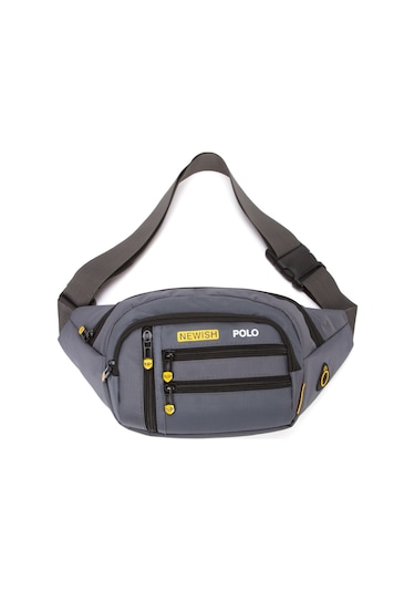 Newish Polo Erkek Usb Kulaklık Çıkışlı Crossbody Çapraz Göğüs Omuz Ve Bel Çantası New328 Gri