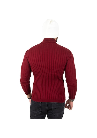 Deepsea Erkek Bordo Yarım Balıkçı Örme Kazak 2100017 Bordo