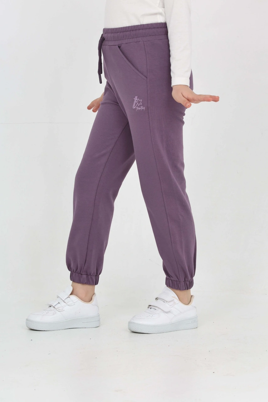 Toontoy Kız Çocuk Tonaton Nakışlı Eşofman Alt Mor