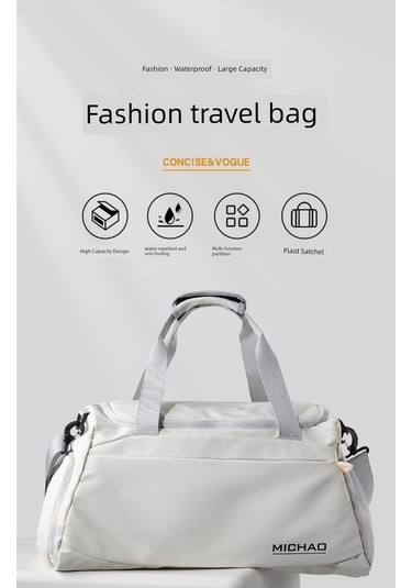 Carrier- Kadın Seyahat Spor Çantası - Yeşil Beyaz Büyük Boy -