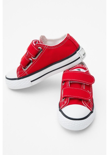 Kauçuk Taban Keten Cırtlı Çocuk Unisex Kırmızı Spor Ayakkabı Tbh1450 Kırmızı