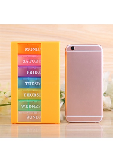 Geekyou Turuncu 21 Izgara Haftalık İlaç Kutusu - Gıda Seviyesi Pp, Şeffaf Kapak, Kolay Erişim Ve Taşıma Turuncu