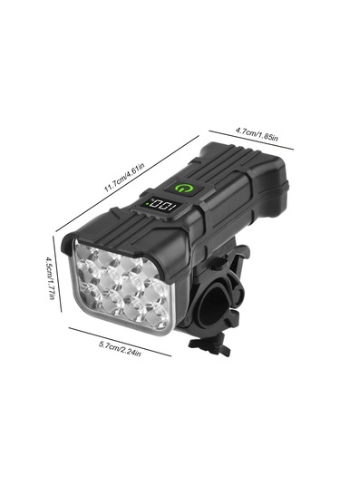 Uiowoo Bisiklet Şarjlı 12 Led Fener Kornalı Lcd Ikaz Lambası Işıldak Zil Su Geçirmez Gidon Siyah