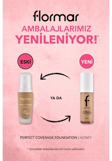 Flormar Perfect Coverage Yoğun Kapatıcı Su Bazlı Fondöten (Soğuk Alt Ton) -108 Honey -8682536058285