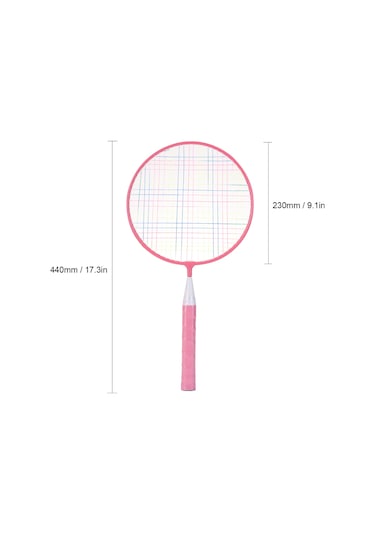Geeksen 3-12 Yaş Çocuklar İçin Antipatlama Deri Saplı Badminton Raketi Seti Pembe, 4 Top + 1 Sünger Top + Çanta