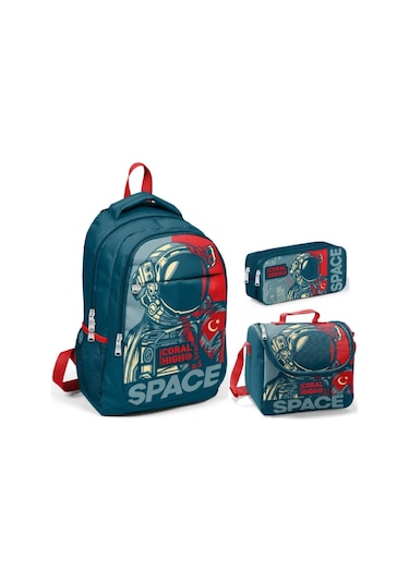Coral High Lacivert Astronot Erkek Çocuk İlkokul Çanta Seti - Sır