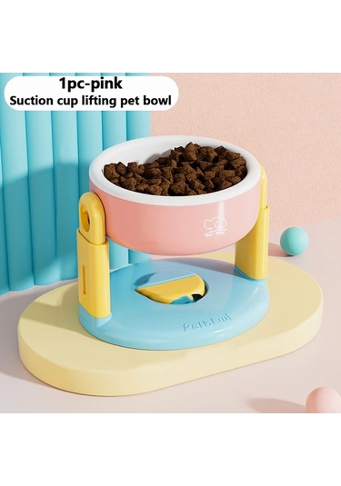 Elmpaly Pembe Yaprak Desenli Emniyetli Vakum Tabanlı Köpek Kedi Mama Kabı