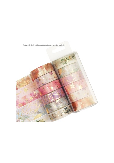 Lichen Washi Tape Set, 6 Rulo Washi Bant Seti Çiçekli Altın Diğer
