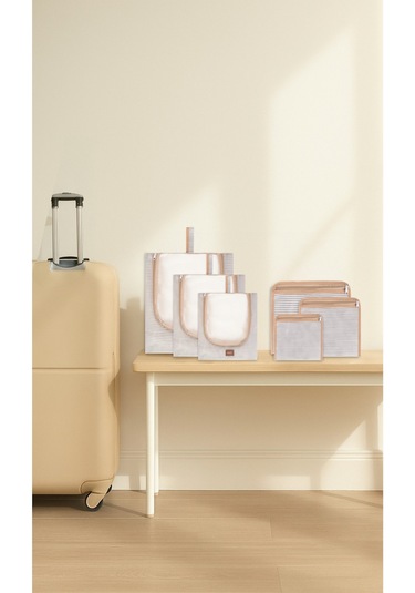 6'lı Gri Valiz Düzenleyici I Bavul Içi Organizer Set I Seyahat Hurcu Açık Gri