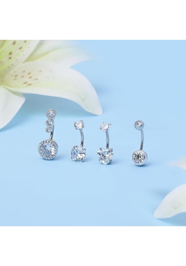 Moveevo 8 Parça Paslanmaz Çelik Gövde Piercing Seti - Kelebek, Kalp, Ok Desenleriyle Kristal Takımlı, Alerjiye Duyarsız Ve Dayanıklı Diğer