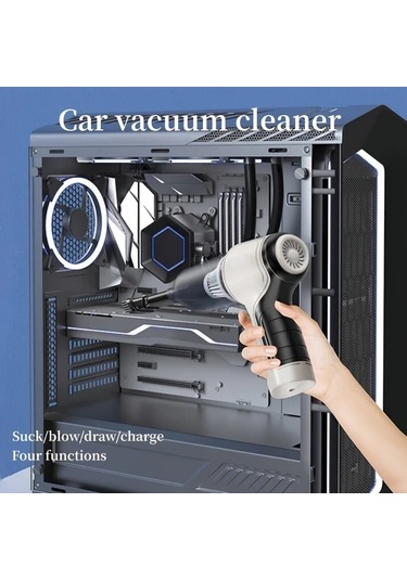 Honeybeeshop Beyaz Gri Kablosuz El Süpürgesi Evde Arabada Kullanılabilir Toz Tüy Kalıntı Çeker Üfler Çok Fonksiyonlu