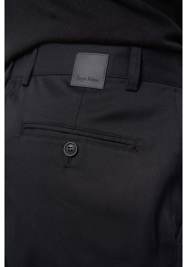 Siyah Düz Armürlü Pamuklu Yan Cep Comfort Fit Casual Pantolon 1003245164 Siyah