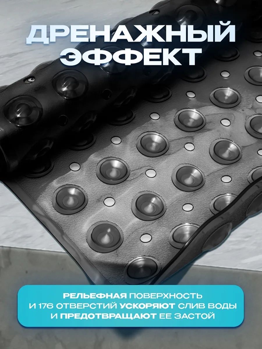 Conflate Büyük Vantuzlu Kaymaz Banyo Paspası 283844631 Siyah