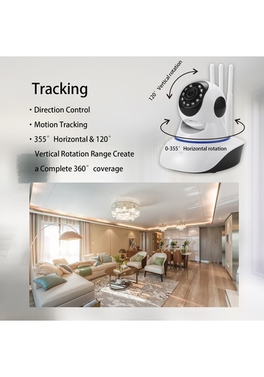 Fortunelane Ip Kamera Bebek İzleyici 1080p, İki Yönlü Ses, Hareket Algılama, Entegre Gece Görüşü, Uygulama Desteği, 3 Anten, Avru