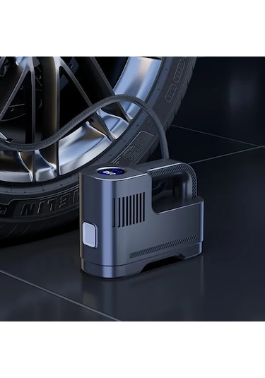 Siyah Taşınabilir Dijital Lastik Şişirici Led Işıklı - Çakmak Gücüne Bağlı, Arabalar & Motosikletler İçin Uygun