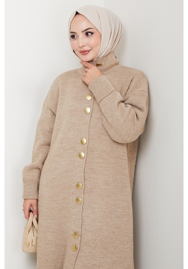 Reha Düğmeli Triko Hırka 1603 - Vizon Vizon