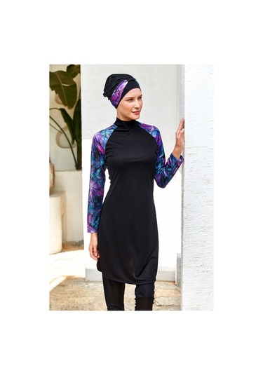 Reglan Kol Likralı Tam Kapalı Tesettür Mayo 3119 Siyah Siyah01 Siyah