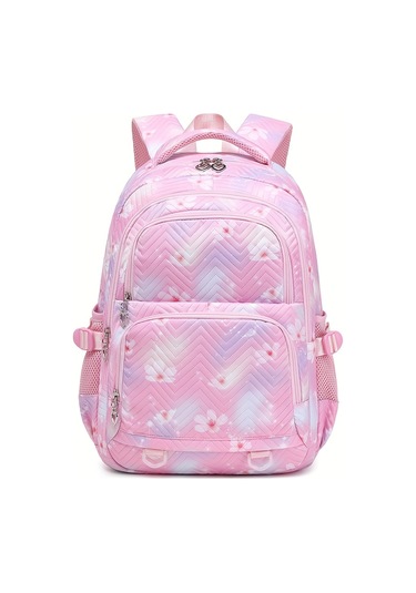 Büyük Pembe Çiçek Desenli Kadın Omuz Çantası-okul, Seyahat Çok Fonksiyonlu Sırt Çantası, Hafif Geniş Kapasiteli Çok Cepli Kitap Çantası, Kızlar İçin Açık Seyahat Çantası, Dayanıklı Yüksek Kalite Pembe