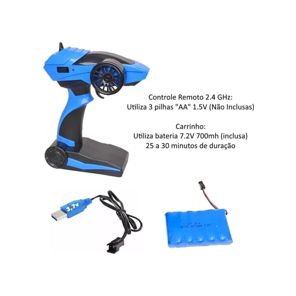 Şarjlı Kumandalı 1:10 Ölçek 25km/h Hıza Çıkabilen Oyuncak Rc Full Fonksiyon Drift Yarış Arabası Beyaz Beyaz