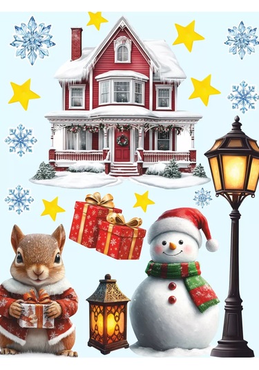 Sticker Home Yılbaşı Treni Dekoratif Çıkartmaları 259296066 Kırmızı