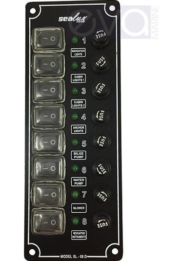 Sealux 8'Li Dikey Izoleli Switch Panel Sigortalı