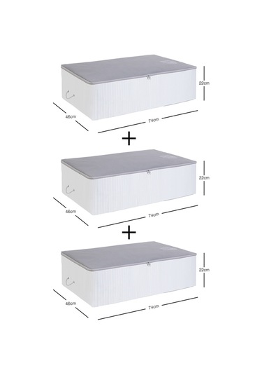 Ocean Home Textile 3'lü Mega Boy Gri Renk Stuff & Things Baza Altı Hurç Set