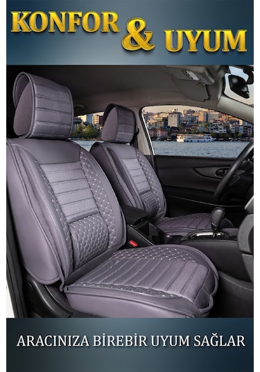 Dacia Sandero 2022 Lüx Deri Oto Koltuk Kılıfı Ön Arka Takım Safir Serisi Füme
