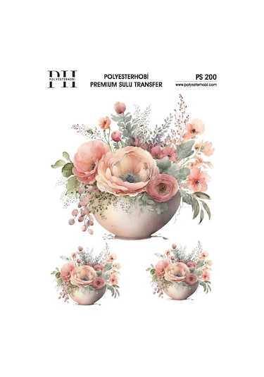 Polyesterhobi Premium Sulu Transfer 25x35 Cm Çiçek Desenli Ps 200